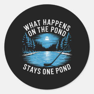 Sticker Rond Humour de hockey sur étang Shinny