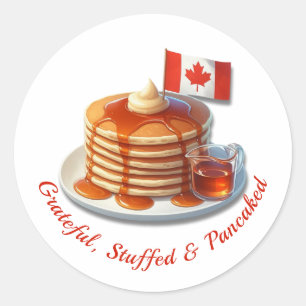 Sticker Rond Humour de l'Action de grâce Canada Crêpes au sir