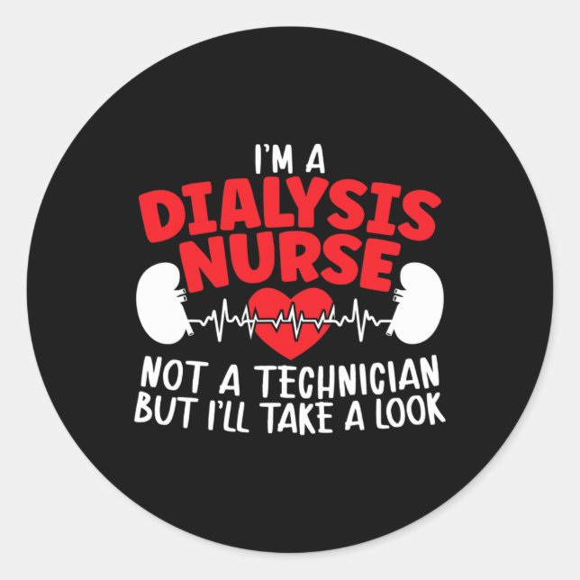 Sticker Rond Humour de technicien en dialyse (Devant)