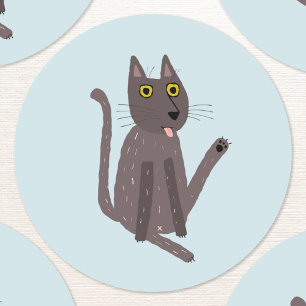 Sticker Rond Humour drôle de chat