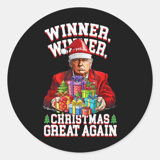 Sticker Rond Humour Drôle Trump gagnant Noël Grand Ag (Devant)