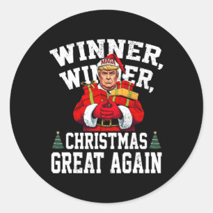 Sticker Rond Humour Drôle Trump gagnant Noël Grand Ag