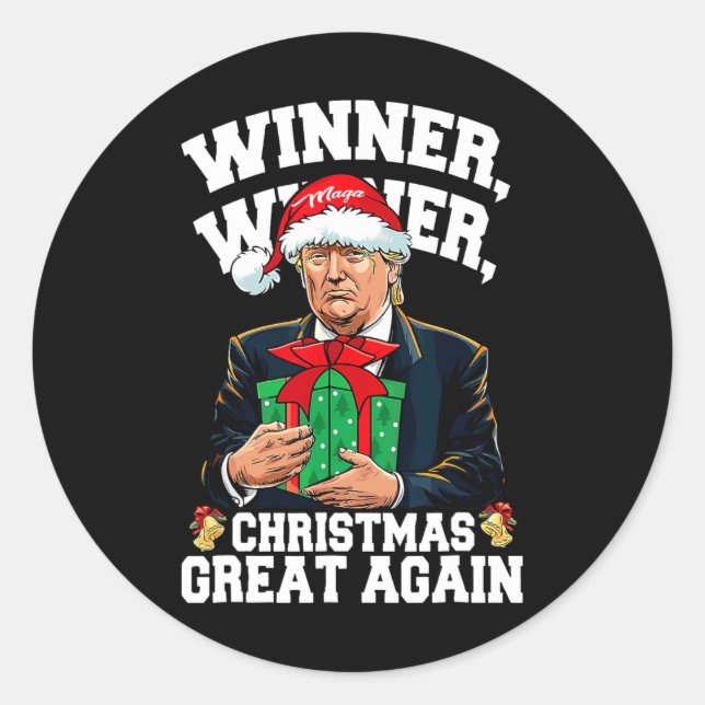 Sticker Rond Humour Drôle Trump gagnant Noël Grand Ag (Devant)