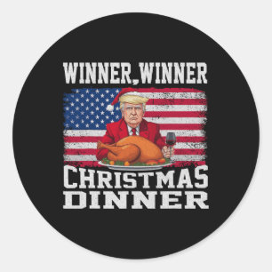 Sticker Rond Humour Funny Trump Gagnante du dîner de Noël M