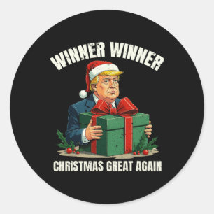 Sticker Rond Humour Funny Xmas Trump gagnant Noël Gre