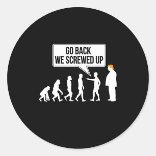 Sticker Rond Humour politique anti-trump évolution drôle 