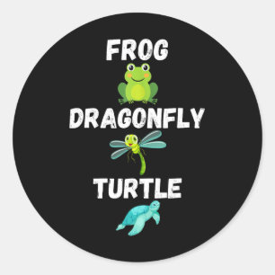 Sticker Rond Humour politique subtil Grenouille libellule Tortu