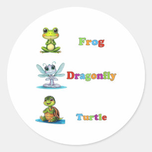 Sticker Rond Humour politique subtil Grenouille libellule Yoga