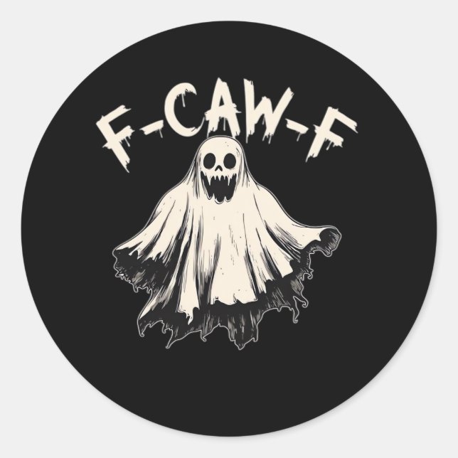 Sticker Rond Humour Rétro Classique F-Caw-F (Devant)