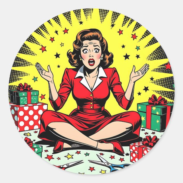 Sticker Rond Humour sarcastique de Noël drôle (Devant)