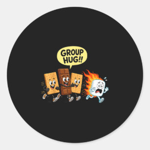 Sticker Rond Humour sur les s'mores guimauve feu de camp