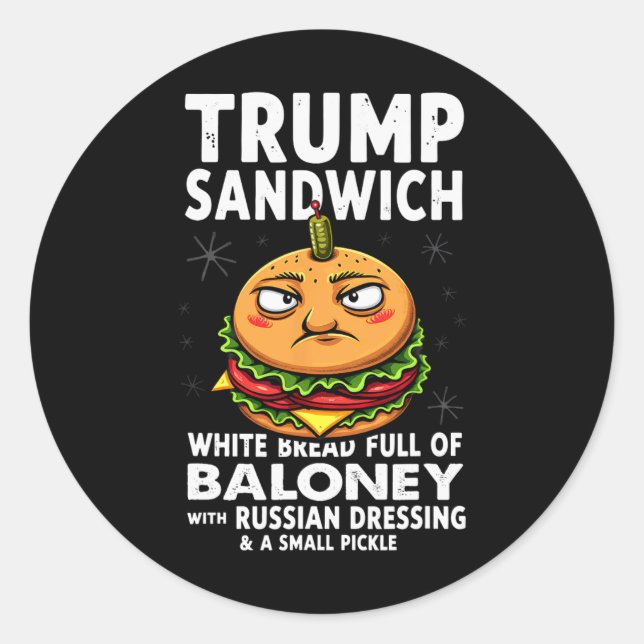 Sticker Rond Humour Trump Sandwich (Devant)