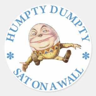 STICKER ROND HUMPTY DUMPTY ASSIS SUR UN MUR - NURSERSERY RHYME