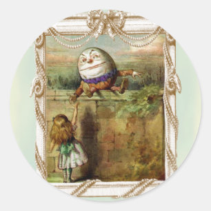 Sticker Rond Humpty Dumpty et Alice