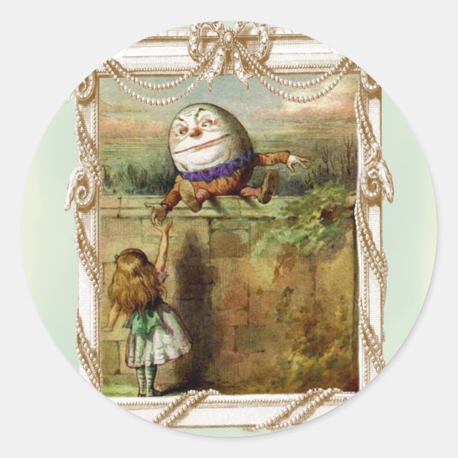 Sticker Rond Humpty Dumpty et Alice (Devant)