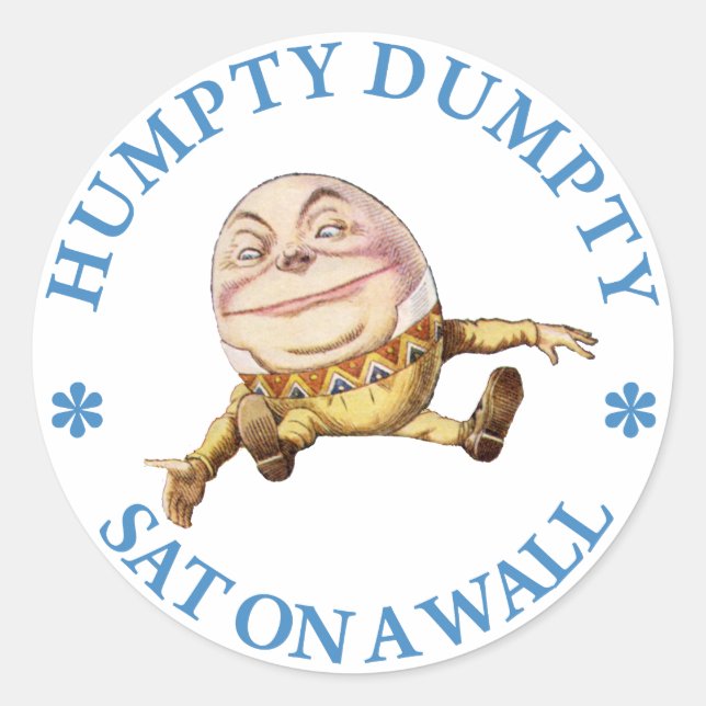 Sticker Rond Humpty Dumpty Sat Sur Un Mur (Devant)