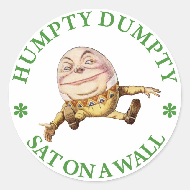 Sticker Rond Humpty Dumpty Sat sur un mur (Devant)