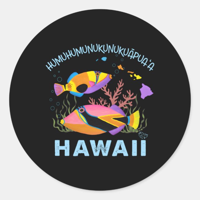 Sticker Rond Humuhumunukunukuapua'A Hawaii State Fish (Devant)