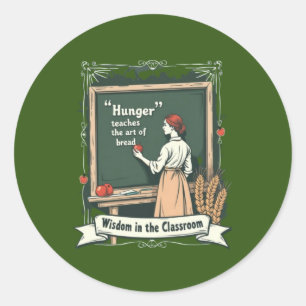 Sticker Rond Hunger and Bread Quote Art