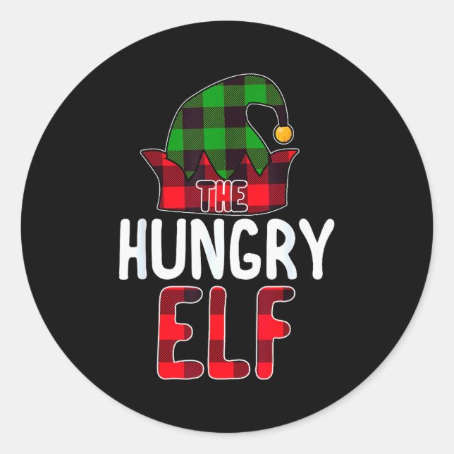 Sticker Rond Hungry Elf Matching Family Group Christmas Party P (Devant)