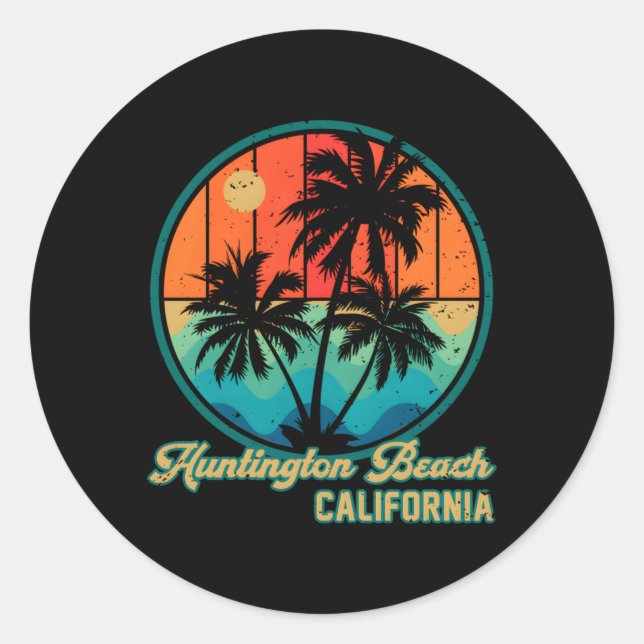 Sticker Rond Huntington Beach California Ca (Devant)