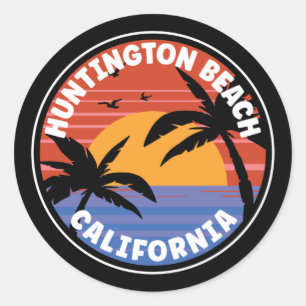 Sticker Rond Huntington Beach California Sunset Classic Round S