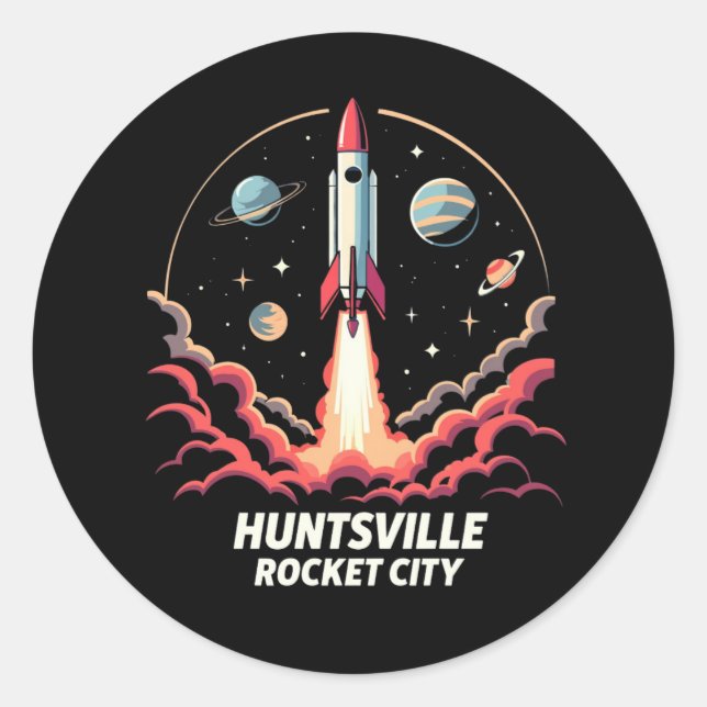 Sticker Rond Huntsville Rocket City Space Adventure (Devant)