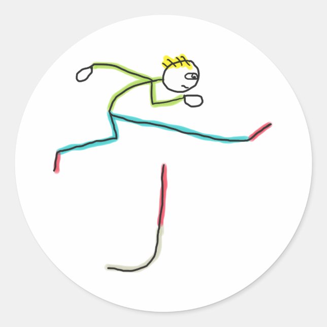 Sticker Rond Hurdling Stickman (Devant)