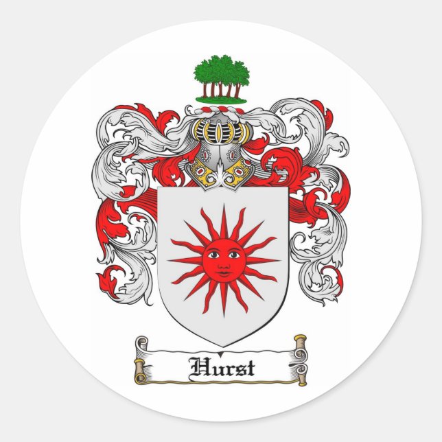 STICKER ROND HURST FAMILLE CREST - HURST COAT OF ARMS (Devant)