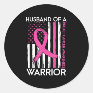 Sticker Rond Husband Of A Warrior Breast Cancer Awareness Suppo