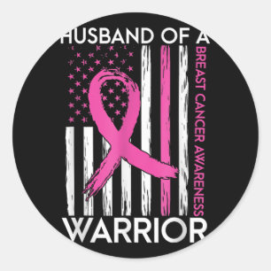 Sticker Rond Husband Of A Warrior Breast Cancer Awareness Suppo
