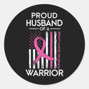 Sticker Rond Husband Of A Warrior Breast Cancer Awareness Suppo