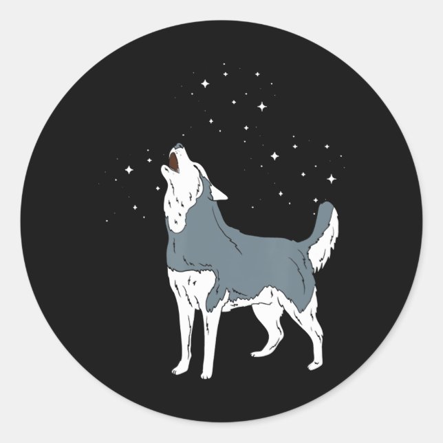 Sticker Rond Husky | Howling Siberian Husky Puppies Amoureux de (Devant)