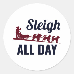 Sticker Rond Husky Sledding Sled Chig Racing Alaskan Racers