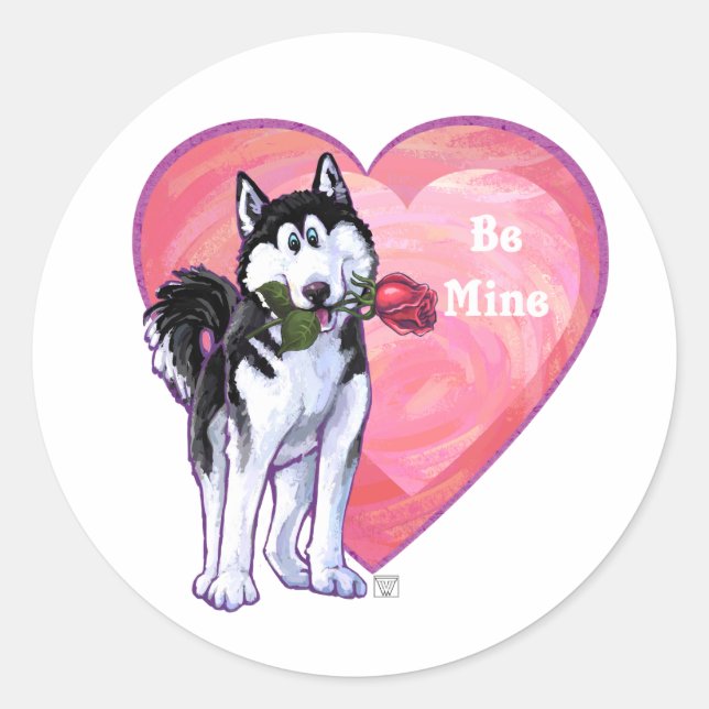 Sticker Rond Husky Valentine's Day (Devant)