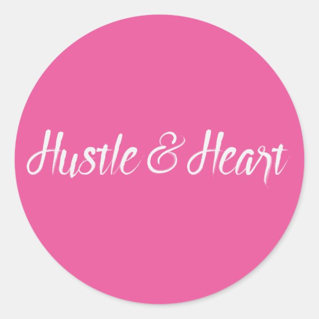 Sticker Rond Hustle blanc et typographie du coeur (Devant)