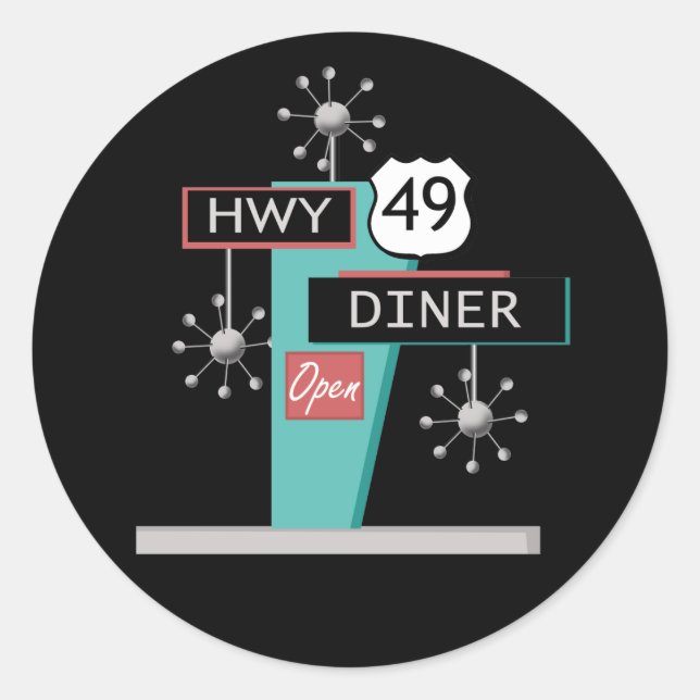 Sticker Rond HWY 49 Diner (Devant)