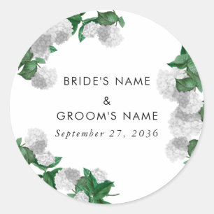 Sticker Rond Hydrangea Blanche Floral Modernité Mariage