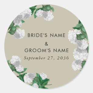 Sticker Rond Hydrangea Blanche Floral Modernité Mariage