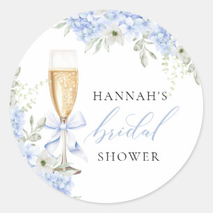 Sticker Rond Hydrangea Bleu Floral Fête de Mariage