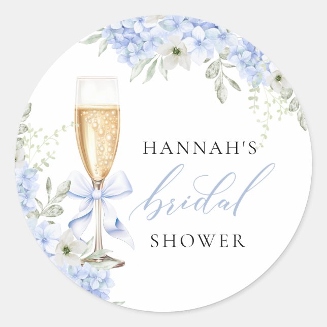Sticker Rond Hydrangea Bleu Floral Fête de Mariage (Devant)