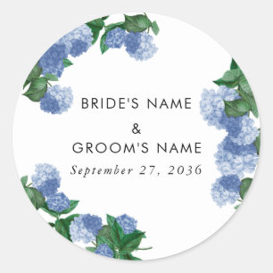 Sticker Rond Hydrangea Bleue Floral Végétal Mariage Moderne