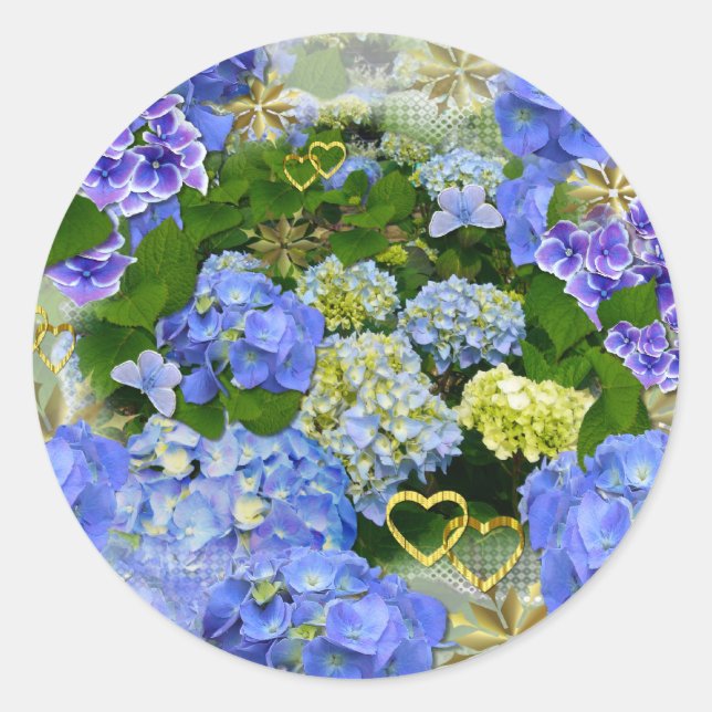 Sticker Rond HYDRANGEA BLUE ~ Scellers/Stickers Enveloppe (Devant)