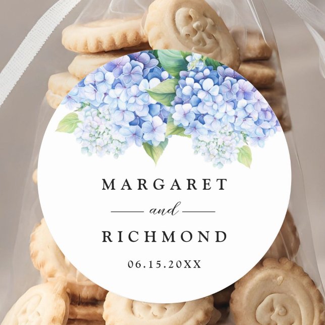 Sticker Rond Hydrangea Dusty Blue Floral Mariage (Créateur téléchargé)
