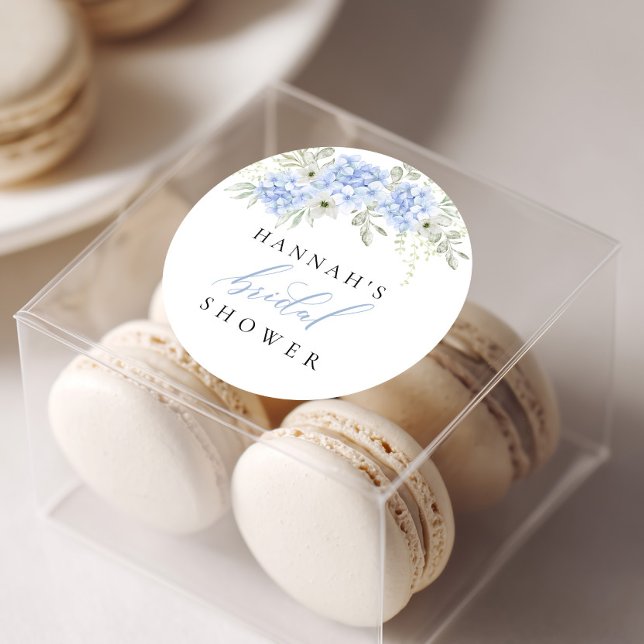 Sticker Rond Hydrangea Fleur Bleu Shower de Mariage (Créateur téléchargé)
