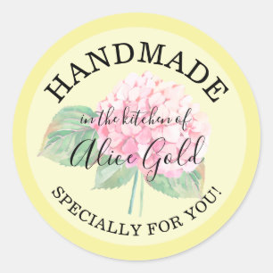Sticker Rond Hydrangea Rose FAITE MAIN pour Vous Cadeaux de M