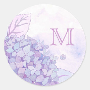 Sticker Rond Hydrangée mignonne Mariage Faveur Monogramme