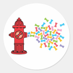 Sticker Rond Hydratant incendie avec os de chien