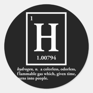 Sticker Rond hydrogène - un gaz qui se transforme en humain