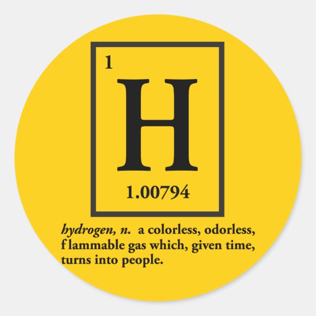 Sticker Rond hydrogène - un gaz qui se transforme en humain (Devant)